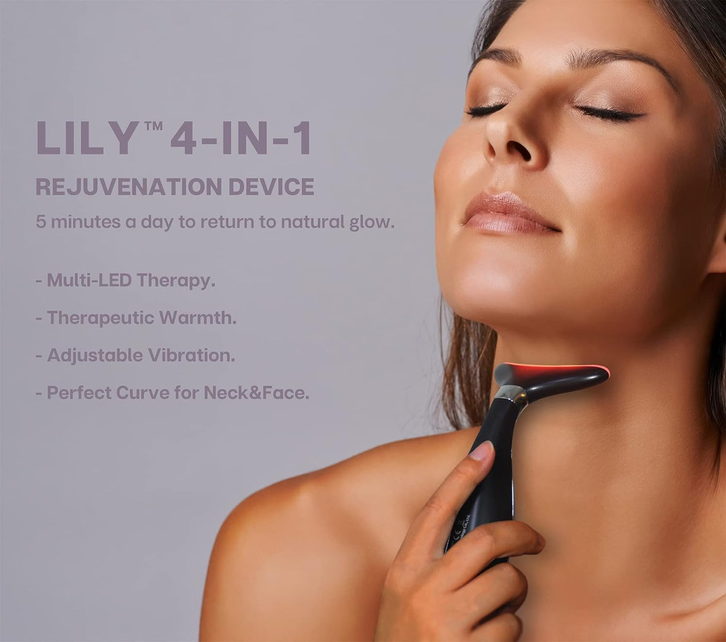 Dluxe Ave. Neck & Face Massager Skin Rejuvenation/  3-in-1 Space Black