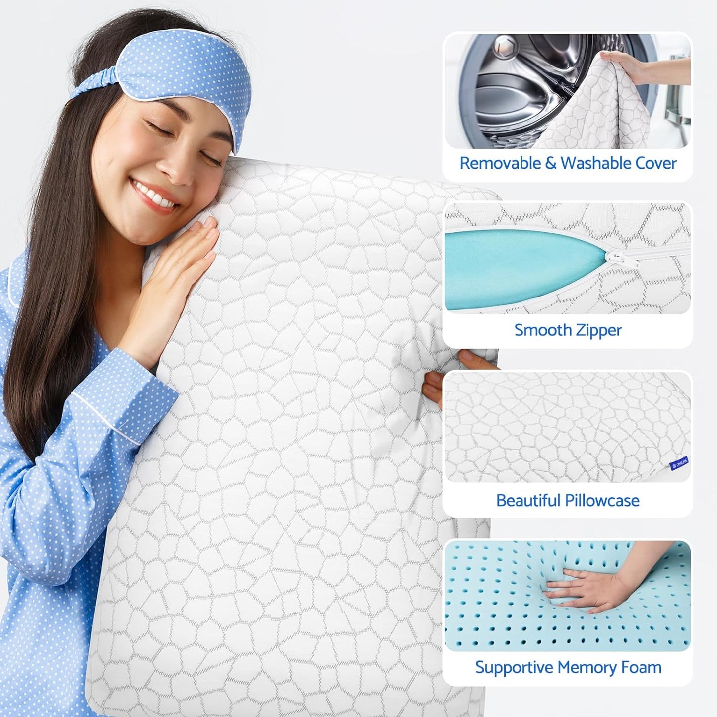 Dluxe Ave. ( STANDARD )  Memory Foam Cooling Pillows,  (2 Pack) Luxury Hotel Quality