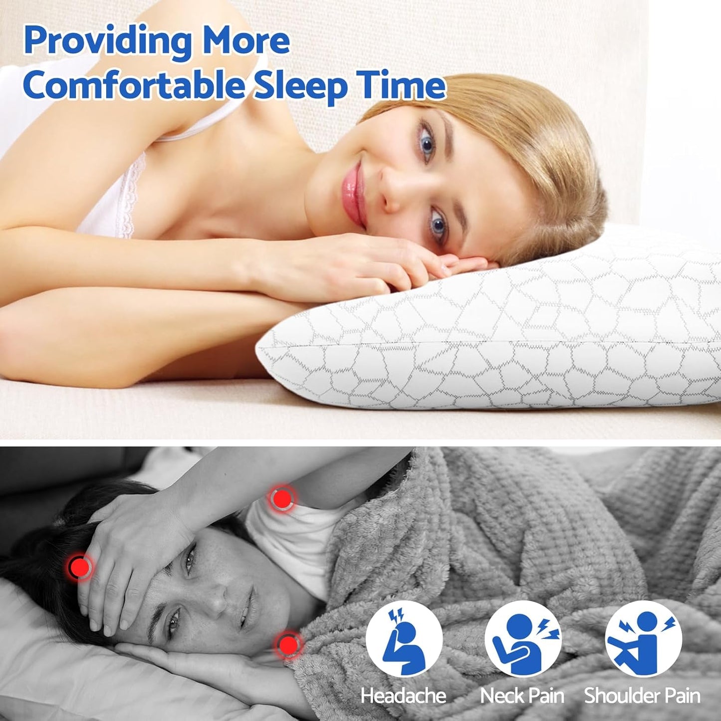 Dluxe Ave. ( STANDARD )  Memory Foam Cooling Pillows,  (2 Pack) Luxury Hotel Quality