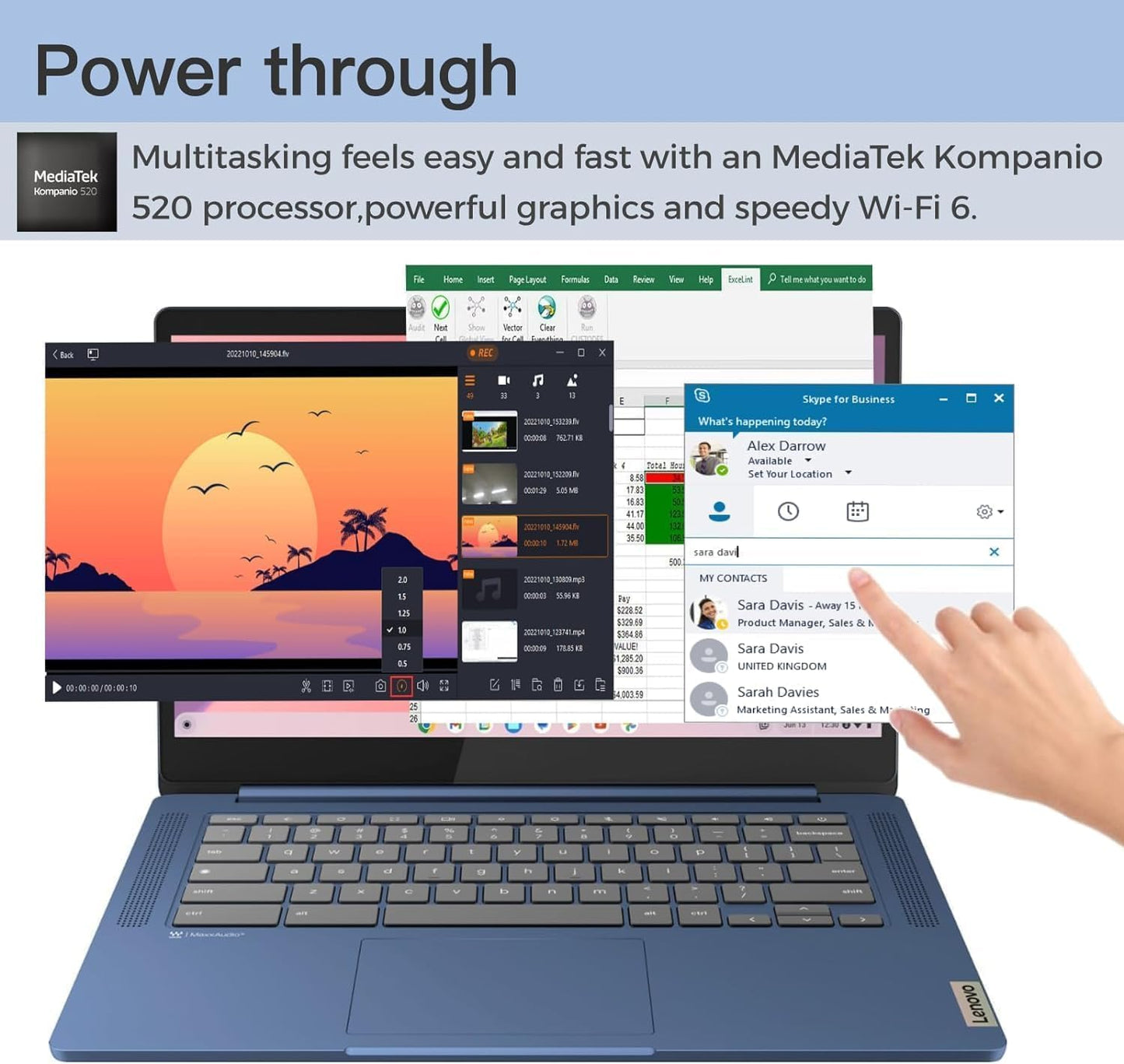 Dluxe Ave. Lenovo 2024 Slim 3 Chromebook Laptop 14" FHD Touchscreen MediaTek Kompanio 520 4GB RAM 64GB