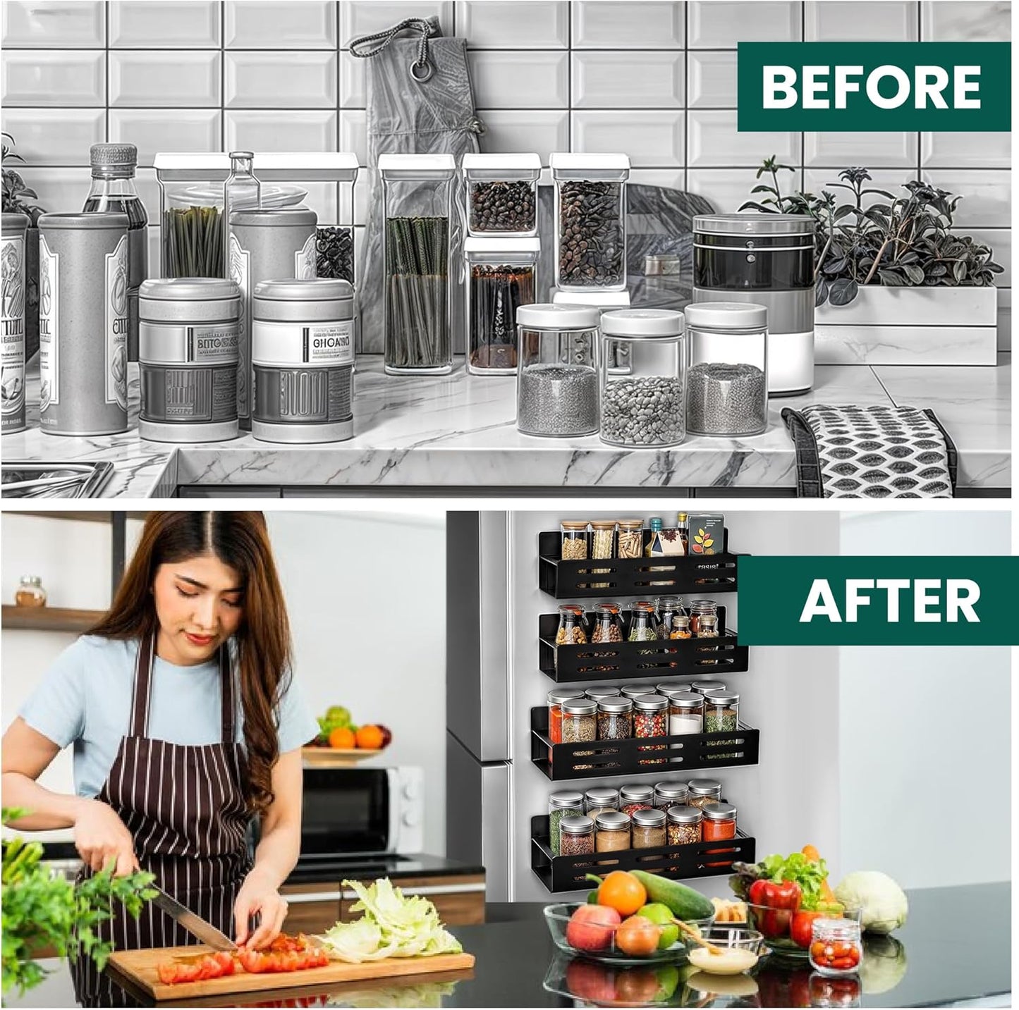 Dluxe Ave. Magnetic Spice Racks for Refrigerator Spice Rack/ 4 Pack