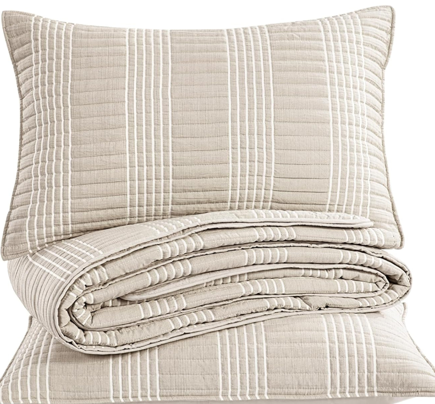 Dluxe Ave. ( KING ) 3Pcs Quilt Bedding Set/ All Season/ Beige