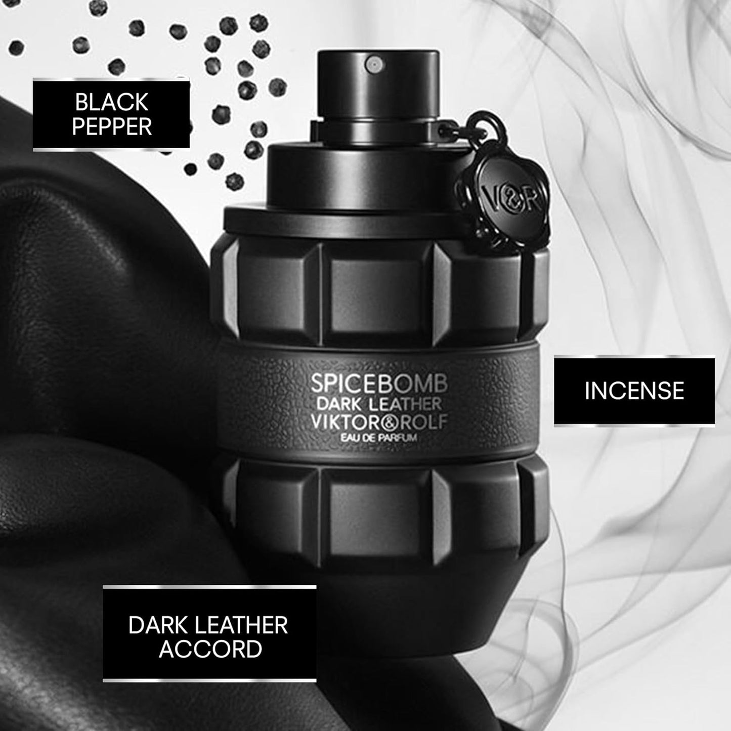 Dluxe Ave. Viktor&Rolf - Spicebomb Dark Leather Eau de Parfum - Woody & Spicy - Cologne for Men - With Notes of Leather Incense & Musk - 3 Fl Oz
