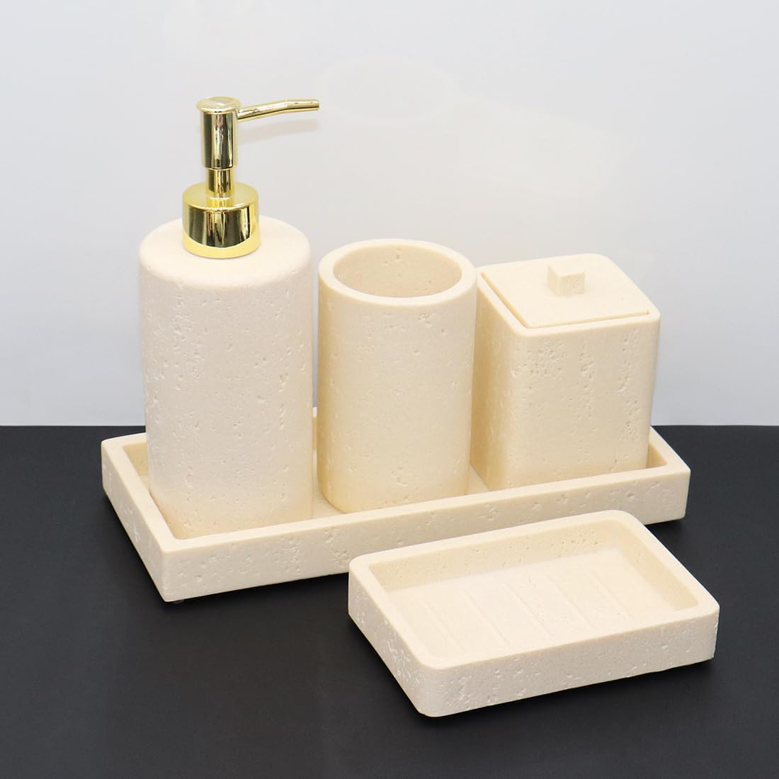 Dluxe Ave. MTYyxk Beige Bathroom Accessories Set 5 Pcs Bathroom Accessory Set