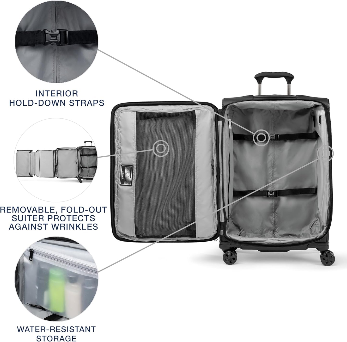 Dluxe Ave.Classic Lightweight Softside Expandable Checked Luggage/8 Wheel Spinner/ TSA Lock/( Black)25-Inch