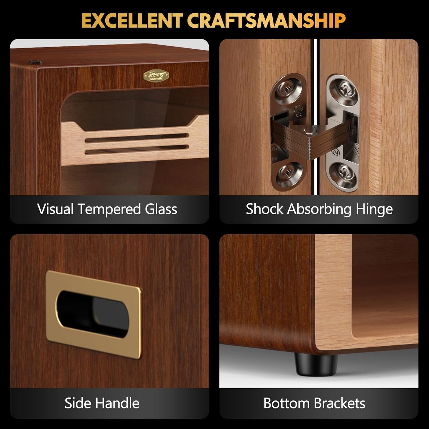 Dluxe Ave. Cigar Humidor Cabinet/ Light Control System/ Spanish Cedar Wood Shelves / (Brown)