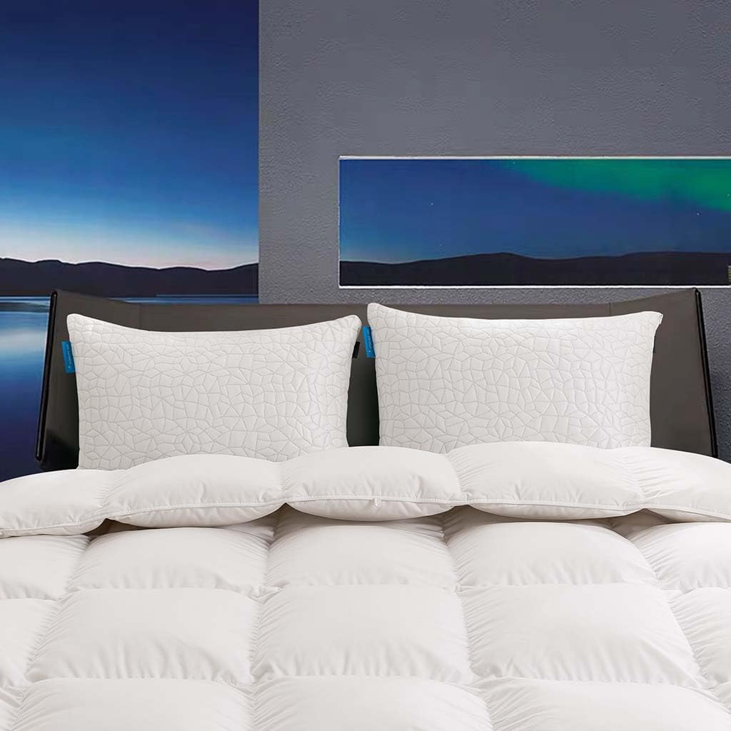Dluxe Ave ( QUEEN ) Cooling Pillows { ADJUSTABLE } Shredded Memory Foam ,Set of 2, Luxury Hotel Quality