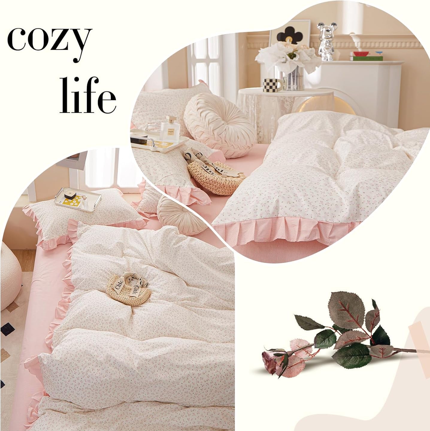 Dluxe Ave. ( QUEEN) {Duvet Cover} Bedding Set/ Floral