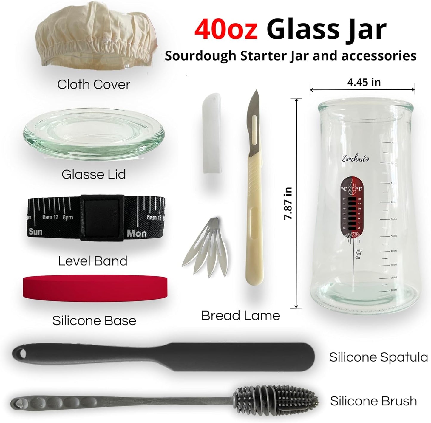 Dluxe Ave. Zimchado Sourdough Starter Kit 40 Oz Real Glass  Sourdough Bread baking Supplies (Black) (OUT OF STOCK)