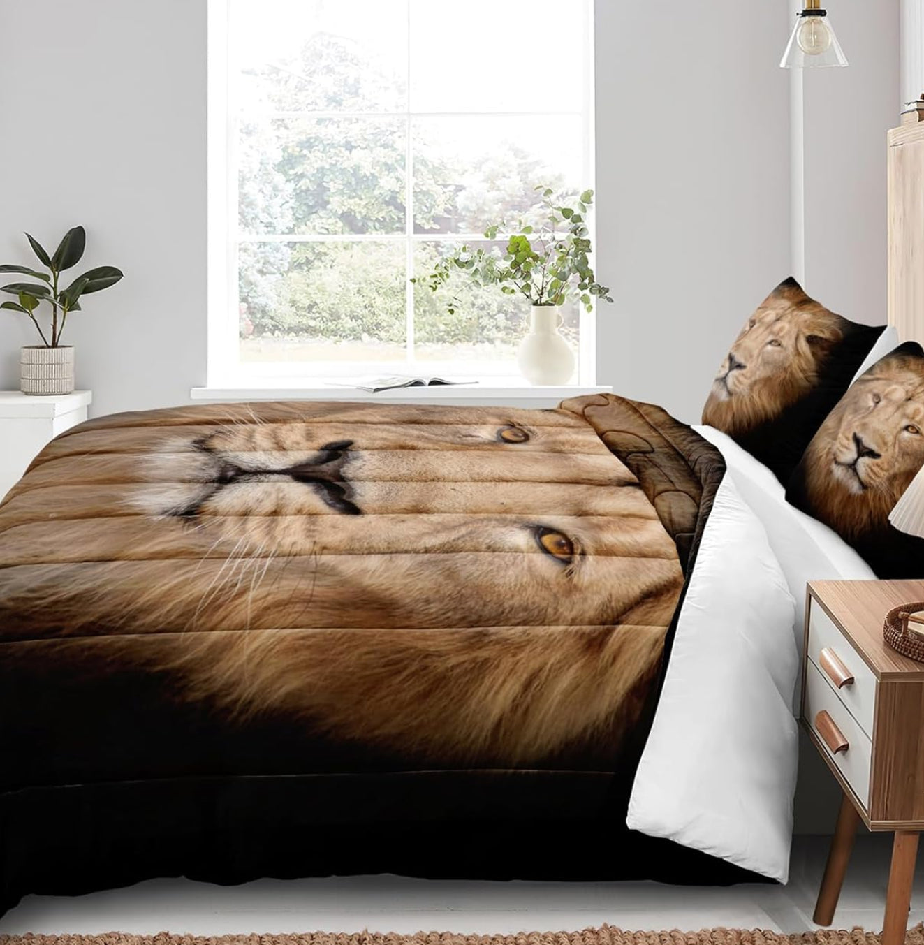 Dluxe Ave. ( KING ) 4 Pcs. Comforter Set, Lion