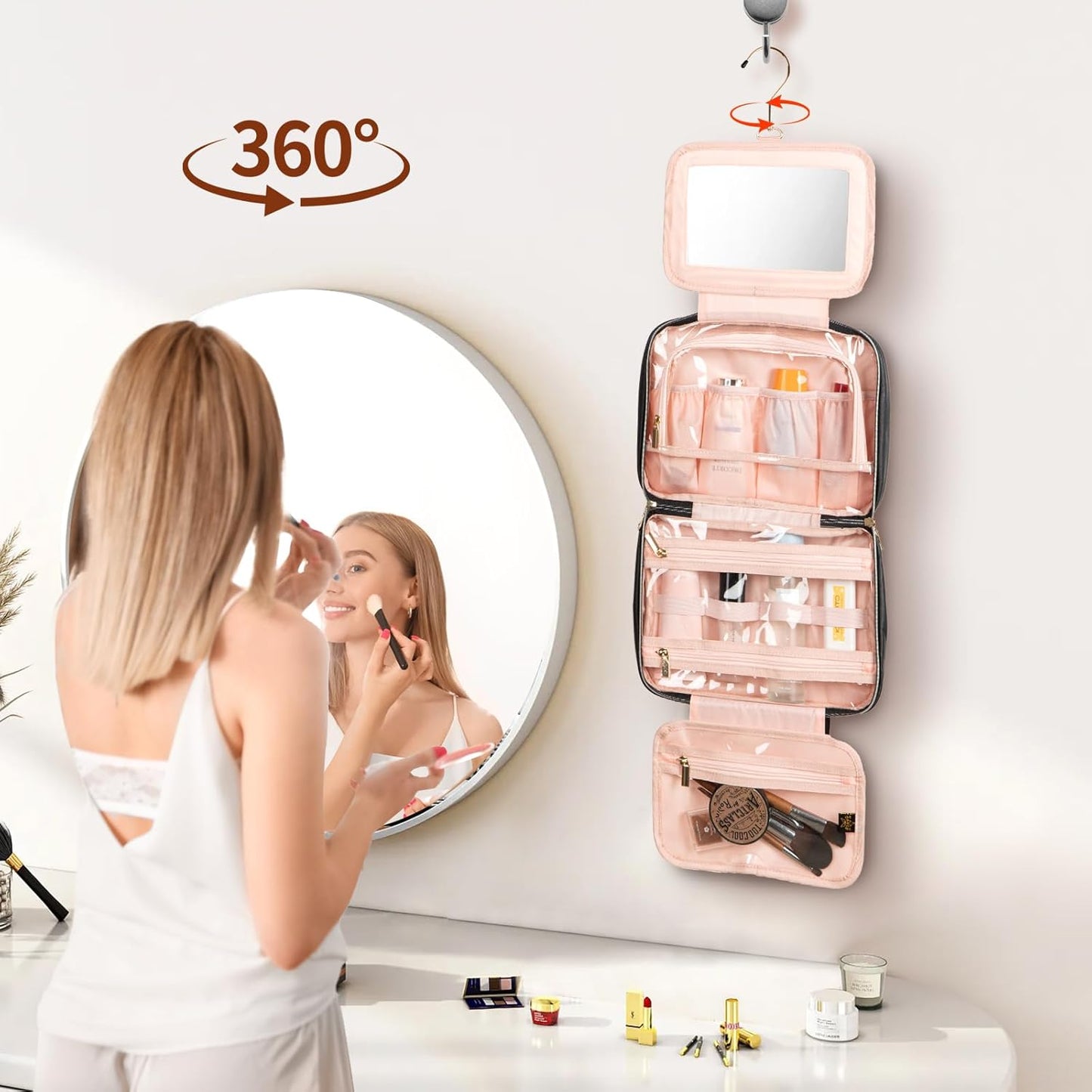 Dluxe Ave. Travel Toiletry Bag with Mirror