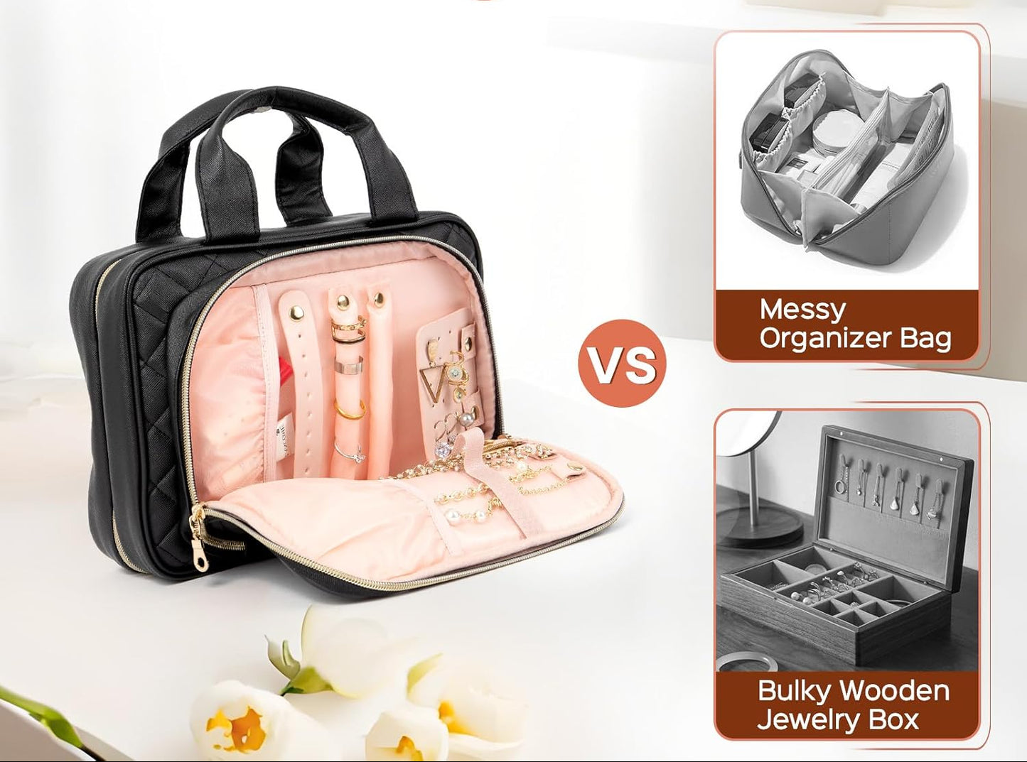 Dluxe Ave. Travel Toiletry Bag with Mirror