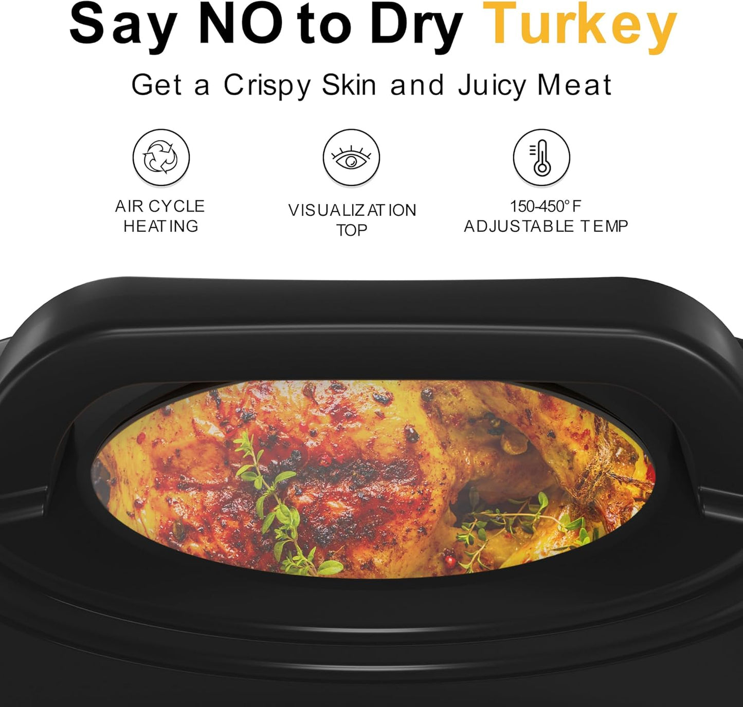 Dluxe Ave. 26QT Electric Roaster Oven, with Viewing & Self-basting Lid, Stainless Steel, White