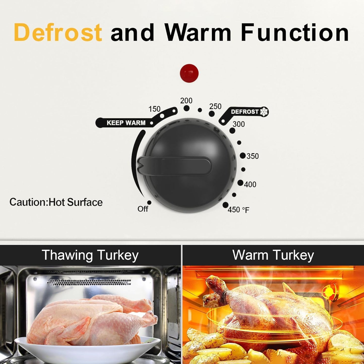 Dluxe Ave. 26QT Electric Roaster Oven, with Viewing & Self-basting Lid, Stainless Steel, White