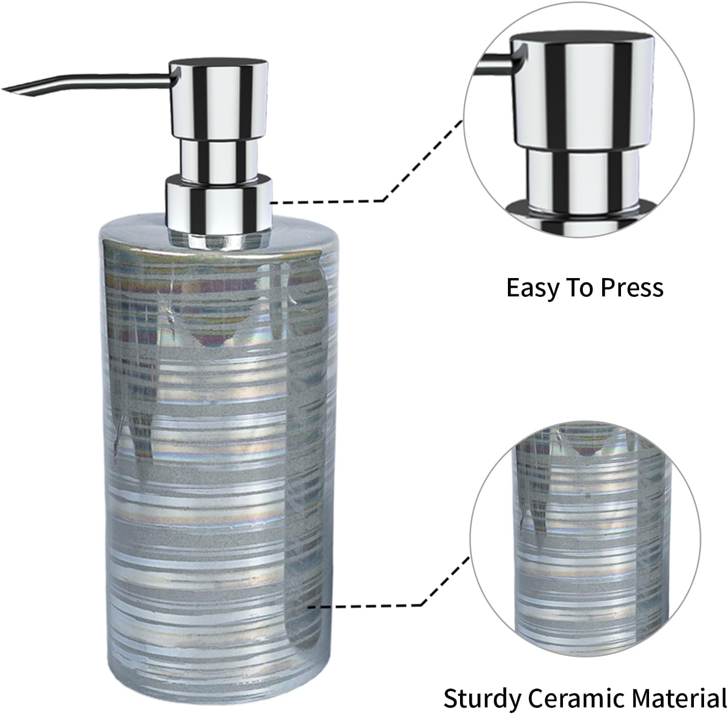 Dluxe Ave. Amaauto Gray Bathroom Accessories Set 4 Pcs Soap Dispenser Ceramic Bathroom Decor Set with Toothbrush Cup*2 Gray Soap Dispenser Soap Dish
