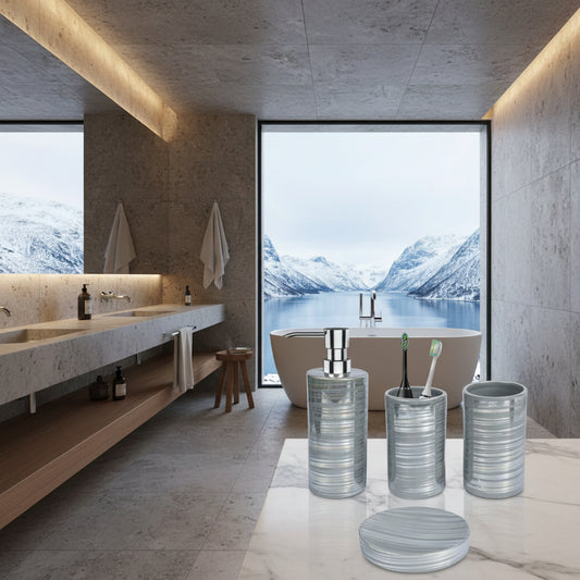 Dluxe Ave. Gray Bathroom Accessories Set 4 Pcs