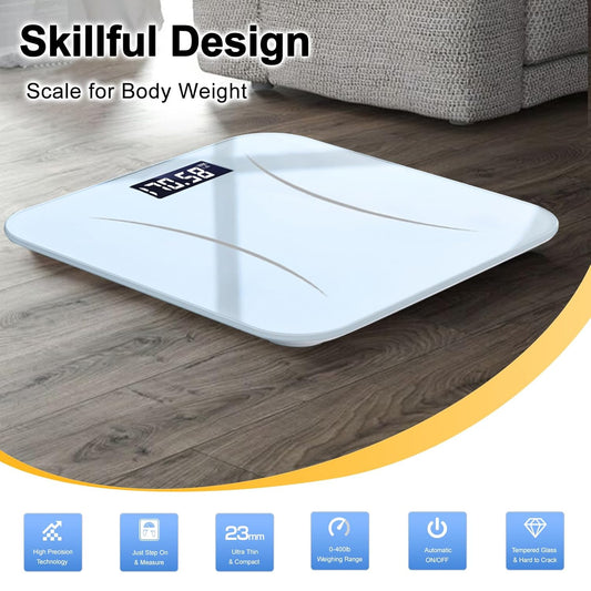 Dluxe Ave. Tocnoda Scale for Body Weight Weight Scale Digital Bathroom Scale Body Scale Body Weight Scale High Accurate with Lighted Led Display Automatic Power On/Off Supports Up to 400 Lb(Black)
