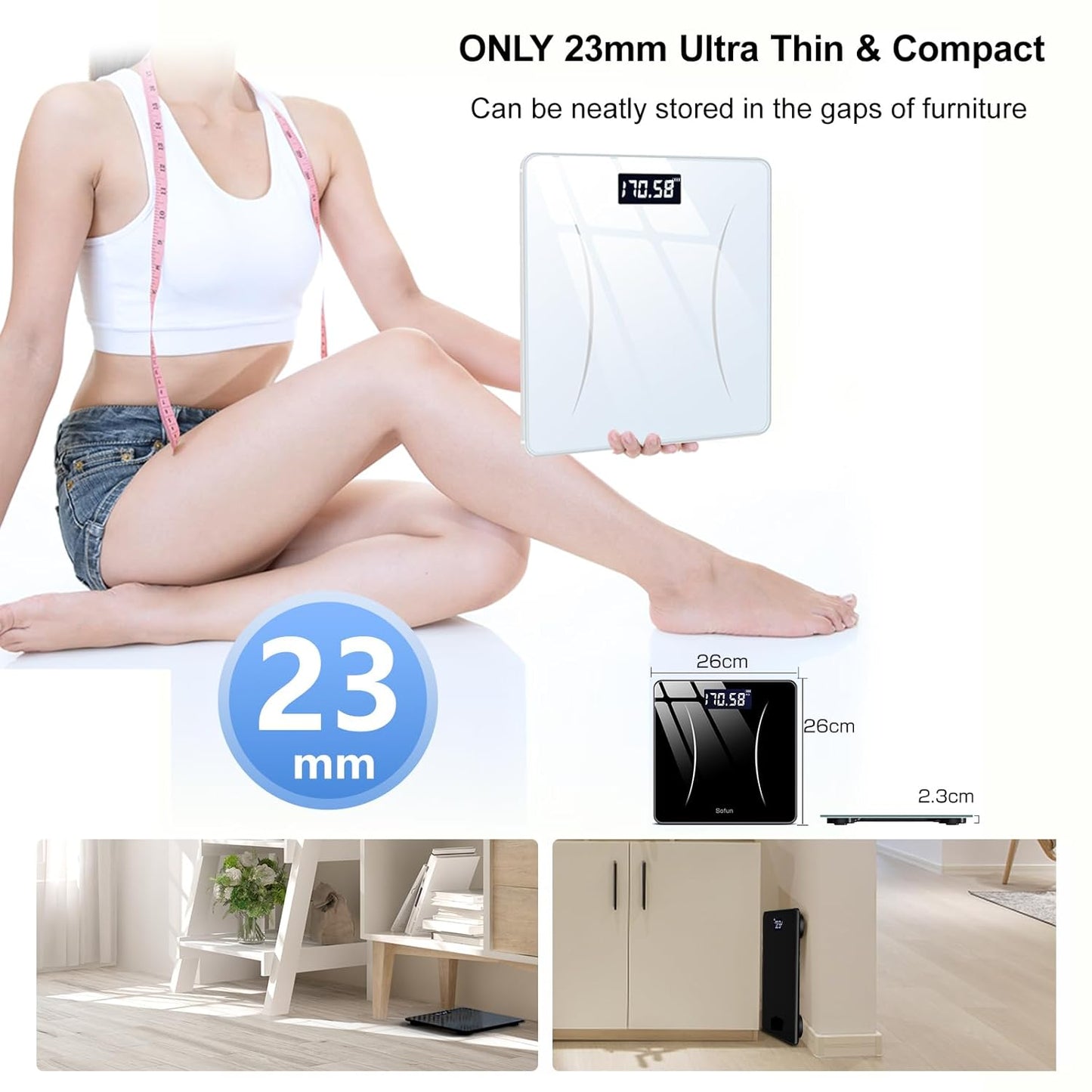 Dluxe Ave. Tocnoda Scale for Body Weight Weight Scale Digital Bathroom Scale Body Scale Body Weight Scale High Accurate with Lighted Led Display Automatic Power On/Off Supports Up to 400 Lb(Black)