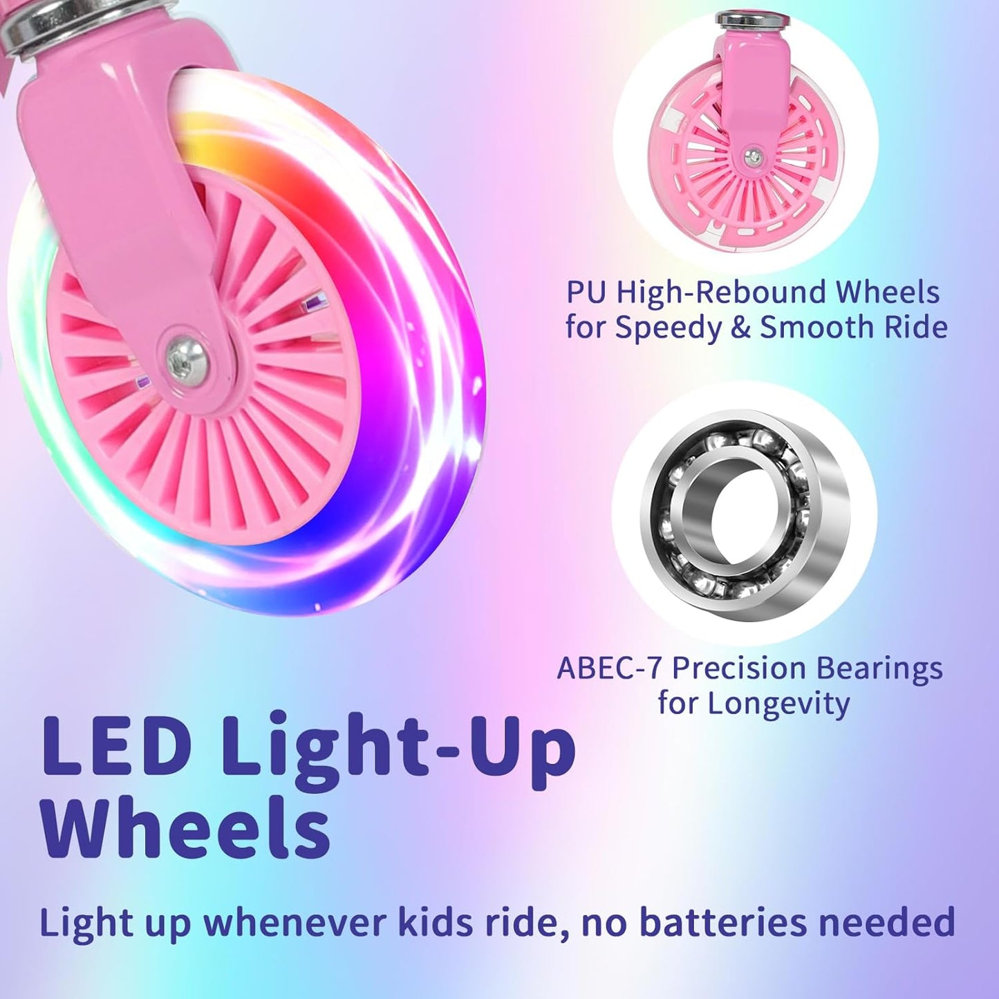 Dluxe Ave. BELEEV Scooters for Kids with Light-Up Wheels & Stem & Deck 2 Wheel Folding Scooter for Girls and Boys  Ages 3-12 (Teal Pink)