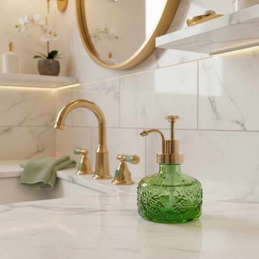 Dluxe Ave. Vintage Soap Dispenser for Bathroom/ Glass(Green)