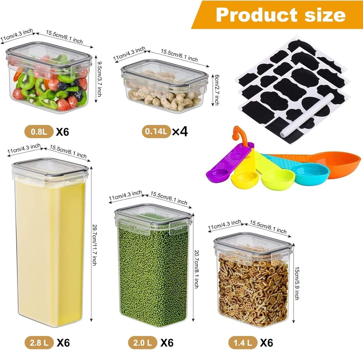 Dluxe Ave.28 Pack Airtight Food Storage Containers with Lids/ BPA Free/ Clear