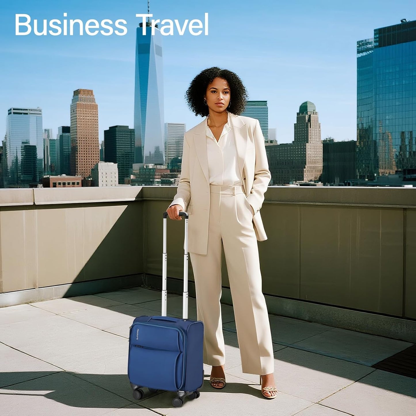 Hanke 16 Inch Underseat Carry On Luggage with Spinner Wheels for Airline Small Softside TSA Approved Luggage Lightweight Rolling Suitcases Under Seat Travel Carry-On Bag(Blue)