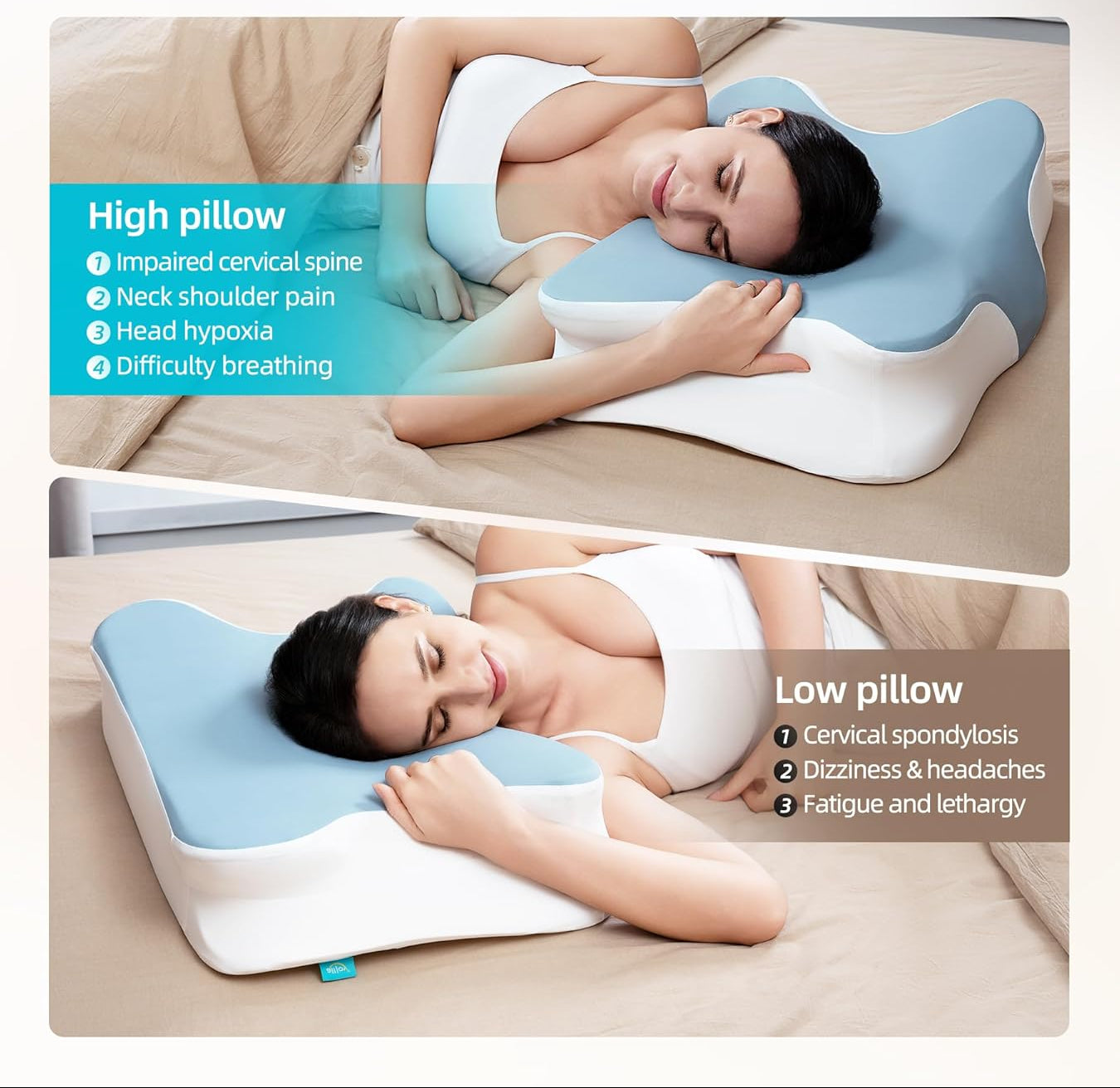 Dluxe Ave. Cervical Pillow for Neck Shoulder/ Blue