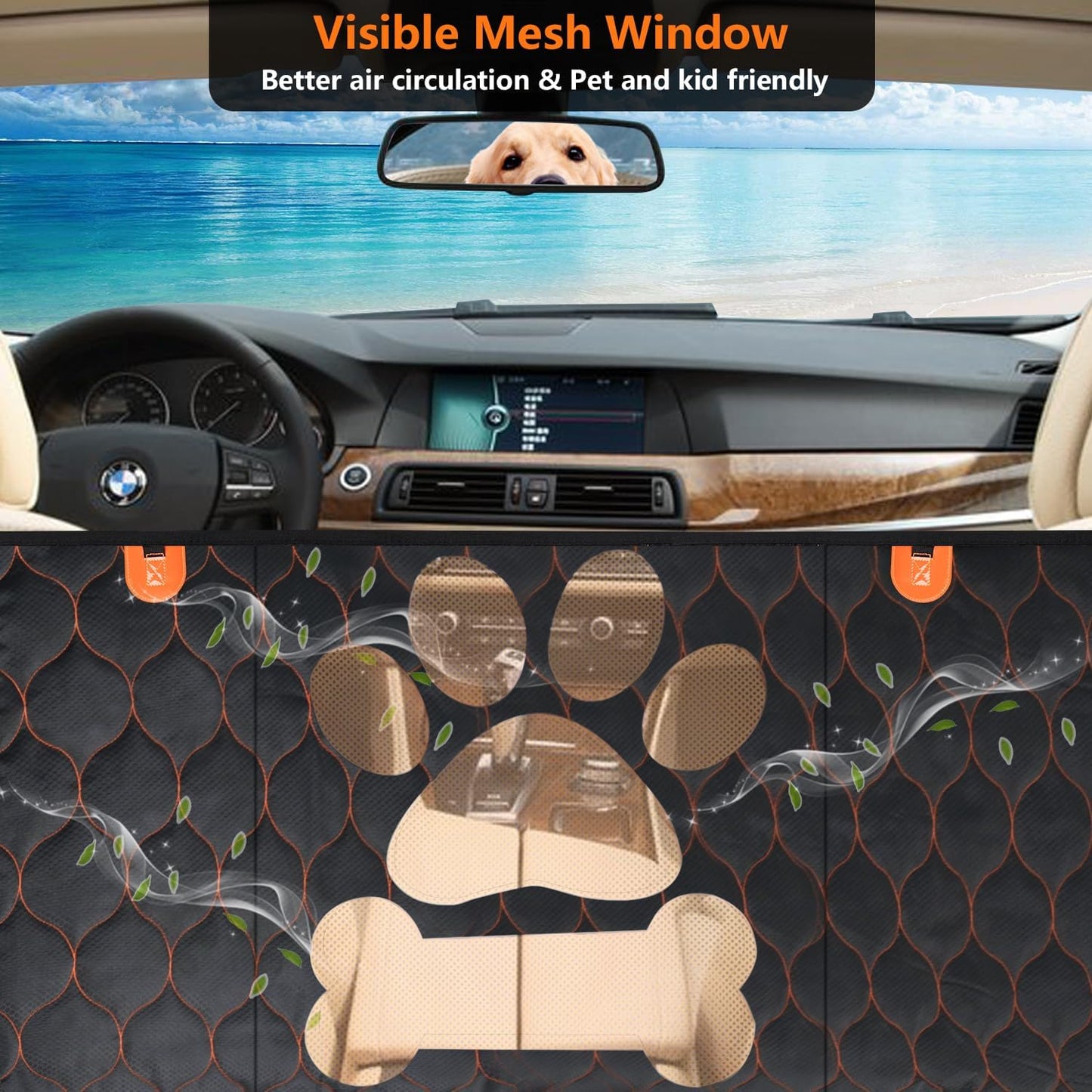 Dluxe Ave.  Back Seat Extender for Dogs Waterproof Dog Car Seat Cover with Hard Bottom Holds Up to 400 lbs Sturdy Pet Car Hammock Nonslip Dog Backseat Cover for Car SUV Truck