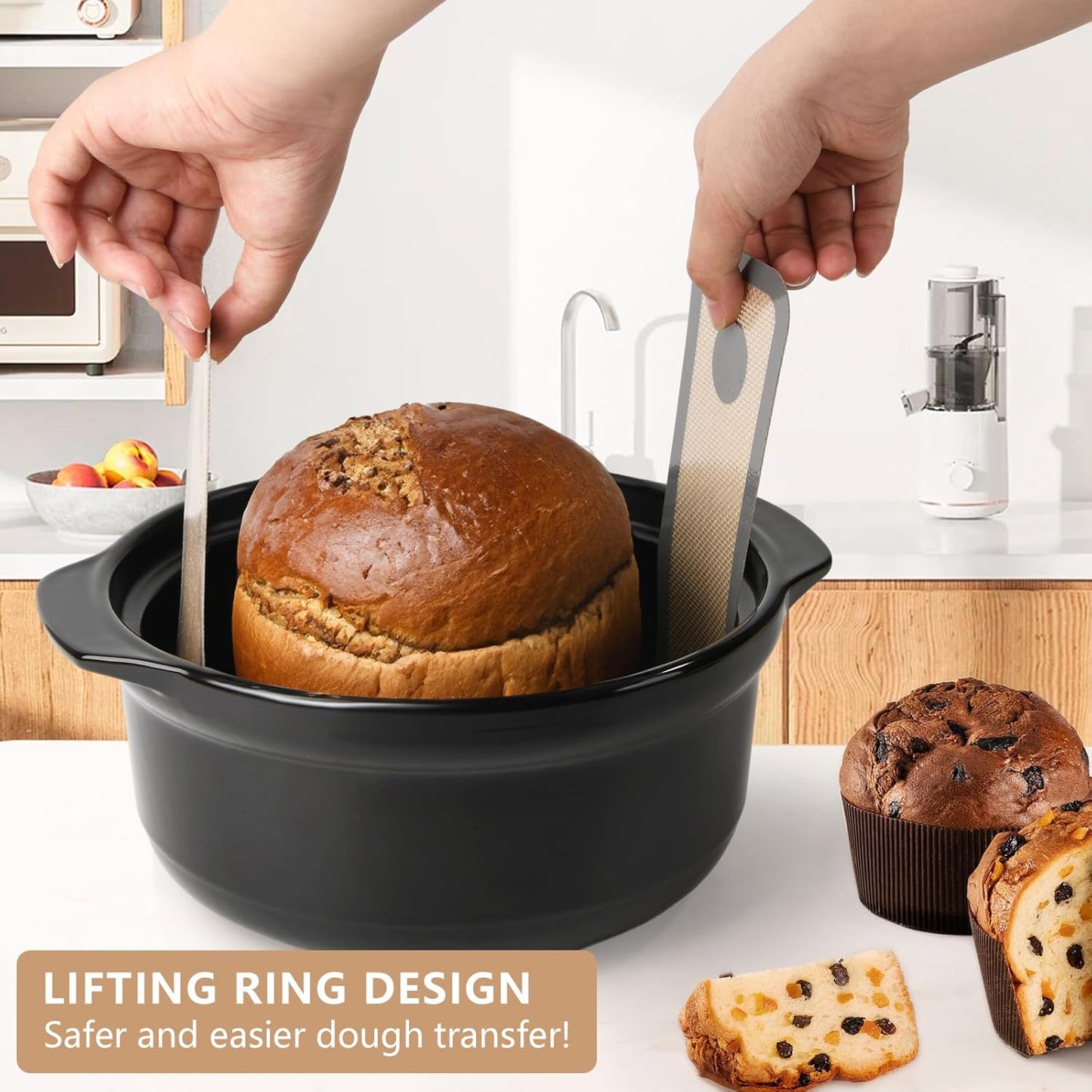 Dluxe Ave. 8.3inch Round Silicone Bread Sling /Long Handles1 pcs (Grey)