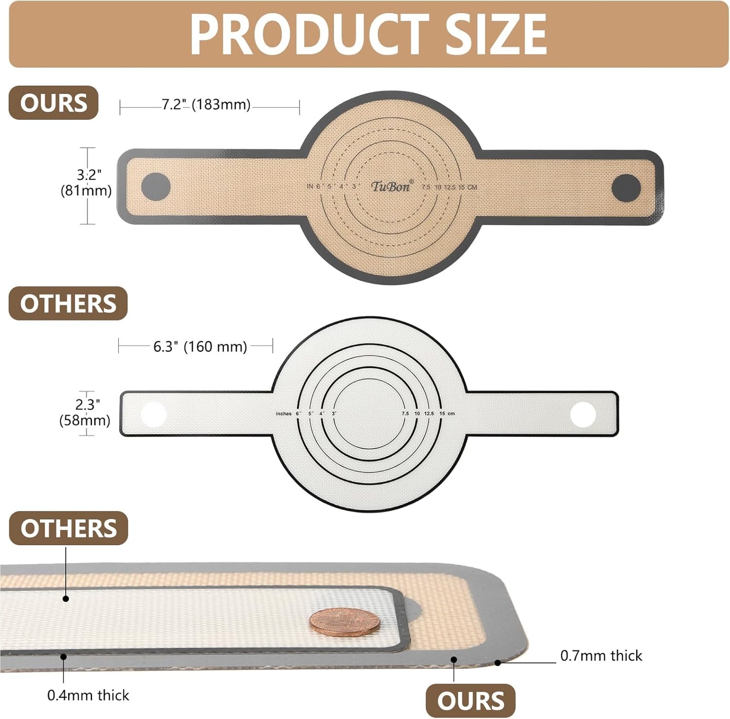 Dluxe Ave. 8.3inch Round Silicone Bread Sling /Long Handles1 pcs (Grey)