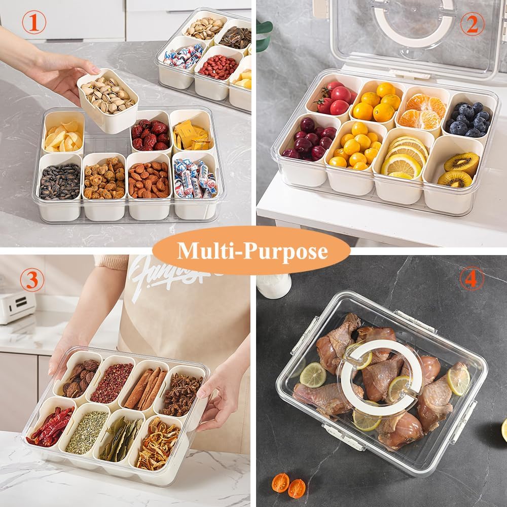 Dluxe Ave.Divided Serving Tray with Lid and Handle/ 2 Pack