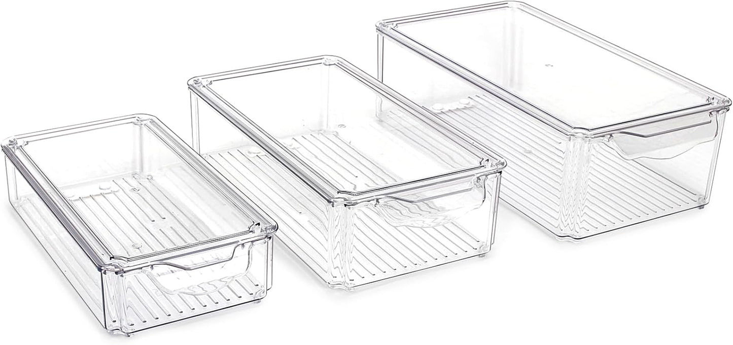 Dluxe Ave. Set Of 3 Stackable Fridge Organizers BPA-Free