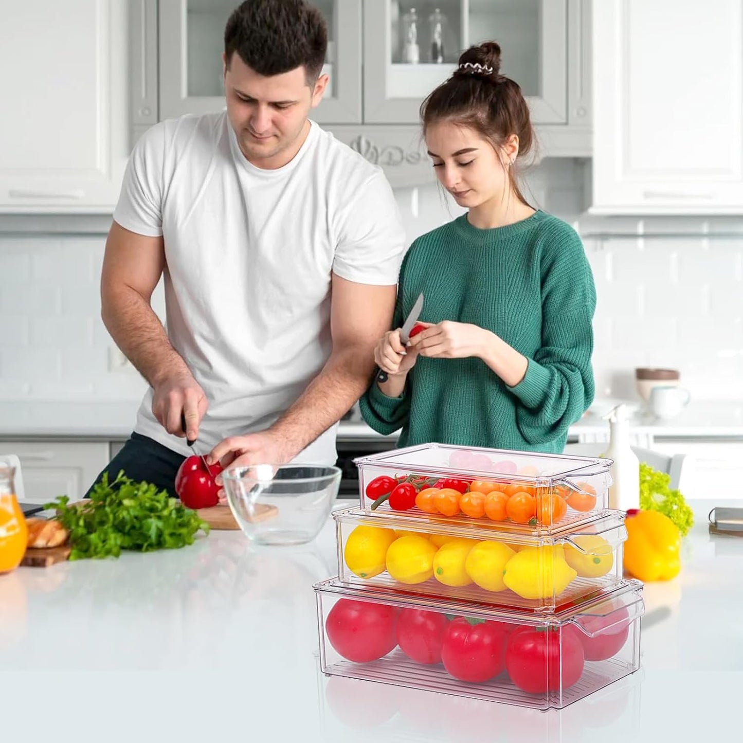 Dluxe Ave. Set Of 3 Stackable Fridge Organizers BPA-Free