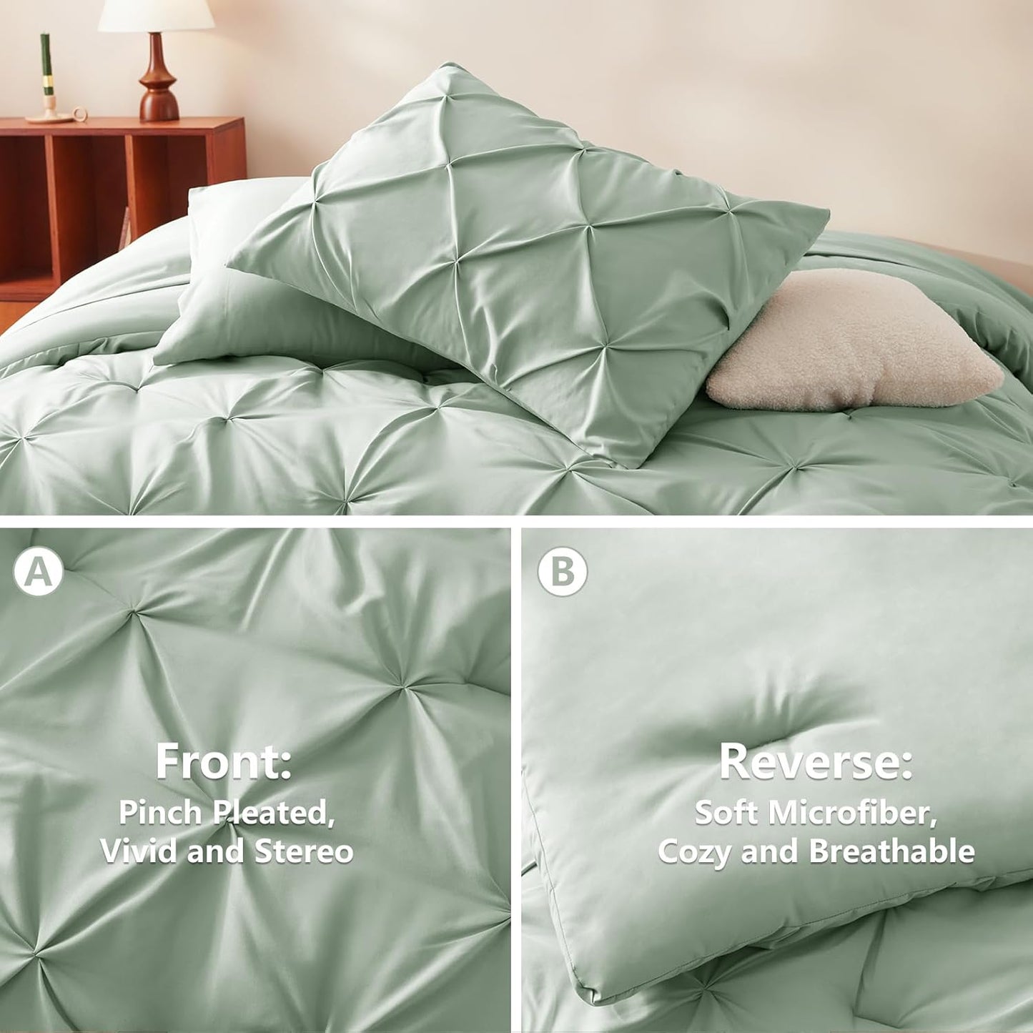 Dluxe Ave. ( KING ) 7 Pcs Comforter  Bedding Set/ Sage Green