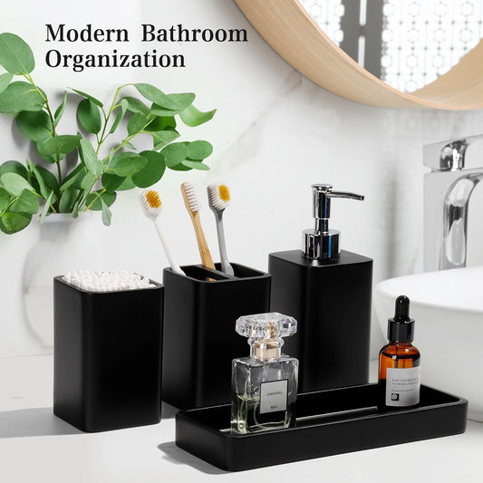 Dluxe Ave. YMXYJM Bathroom Accessories Set 4 Pcs Bathroom Accessory Set Black
