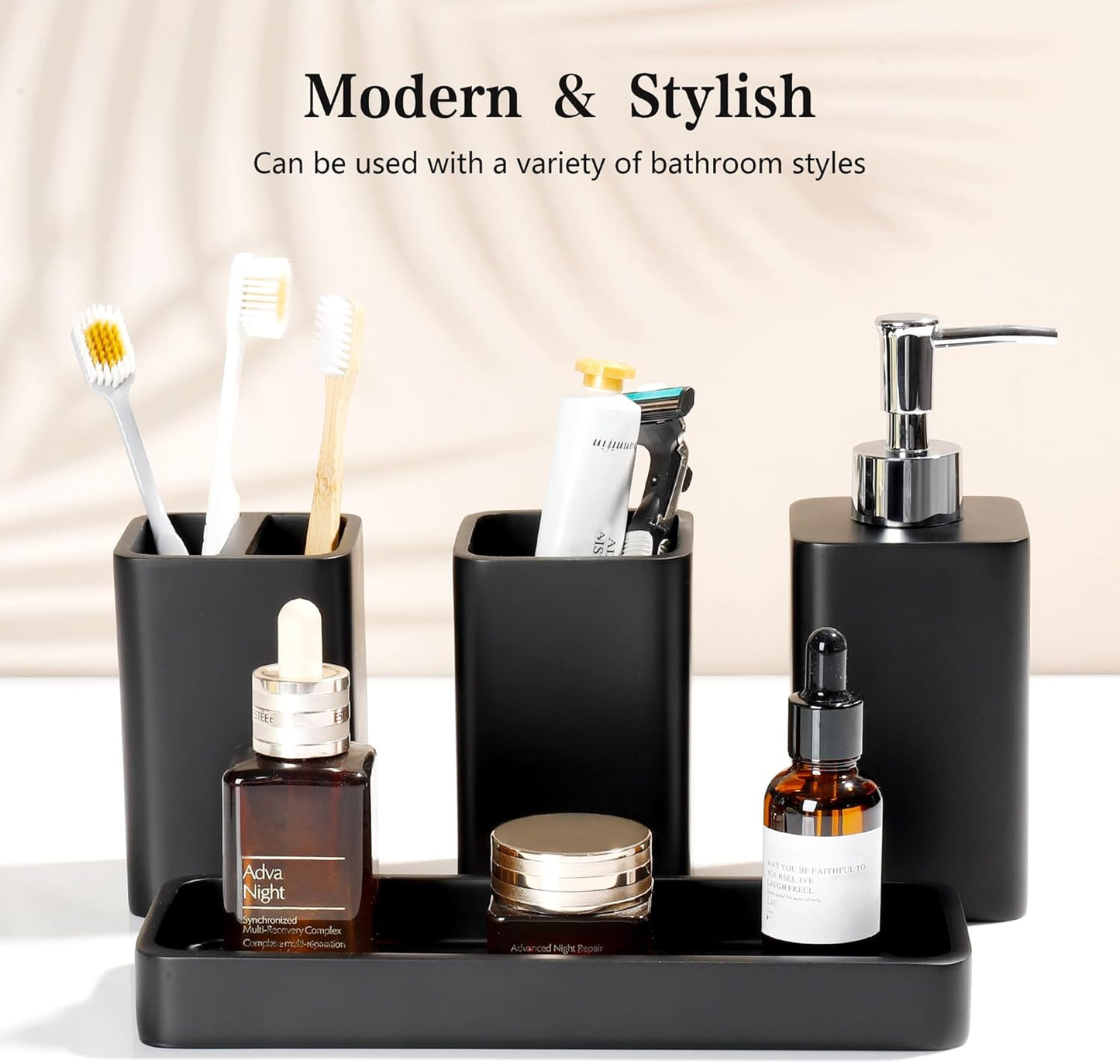 Dluxe Ave. YMXYJM Bathroom Accessories Set 4 Pcs Bathroom Accessory Set Black