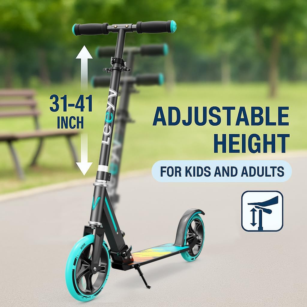 Dluxe Ave. Scooter for Kids 6-12 & Adults, Adjustable Height Foldable Aluminum, Frame Holds Up to 220lbs