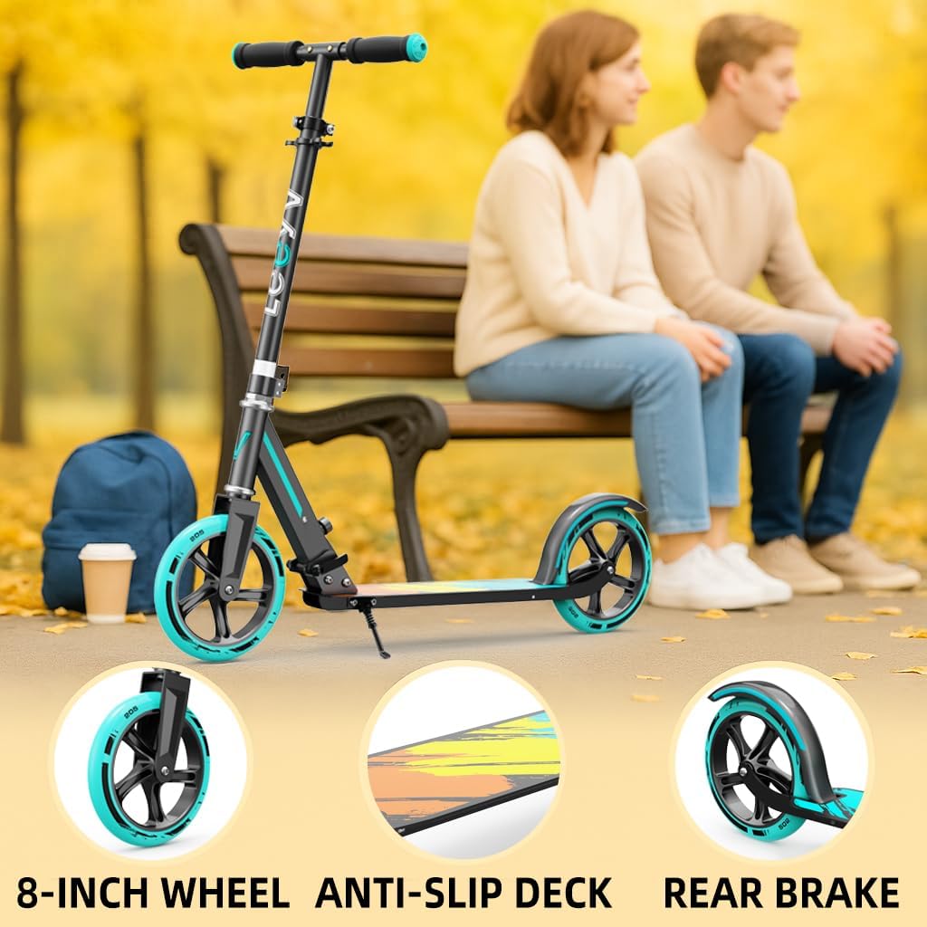 Dluxe Ave. Scooter for Kids 6-12 & Adults, Adjustable Height Foldable Aluminum, Frame Holds Up to 220lbs