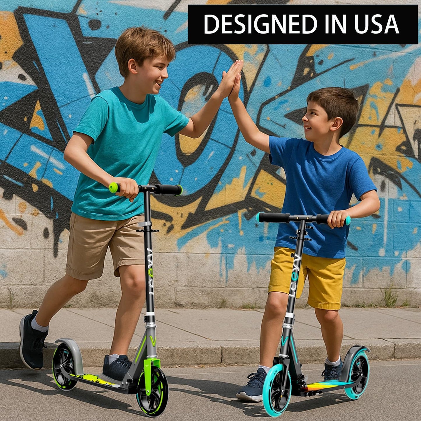 Dluxe Ave. Scooter for Kids 6-12 & Adults, Adjustable Height Foldable Aluminum, Frame Holds Up to 220lbs