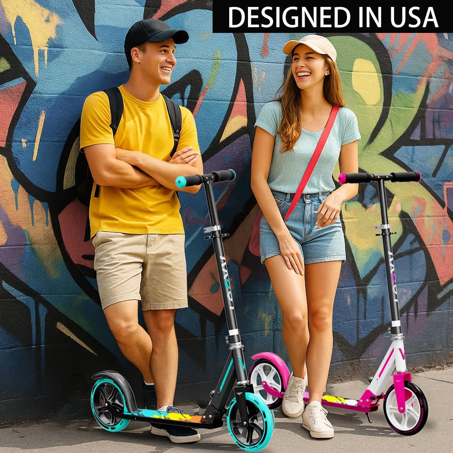 Dluxe Ave. Scooter for Kids 6-12 & Adults, Adjustable Height Foldable Aluminum, Frame Holds Up to 220lbs