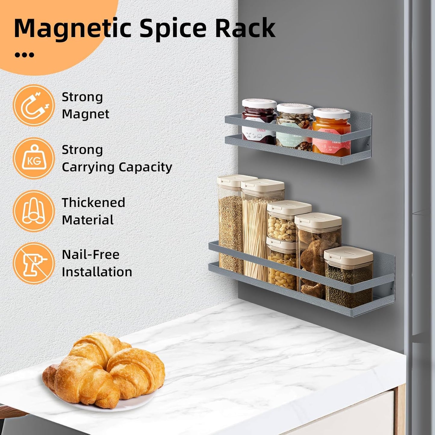 Dluxe Ave. Large Magnetic Spice Rack for Refrigerator/ 2 Pack
