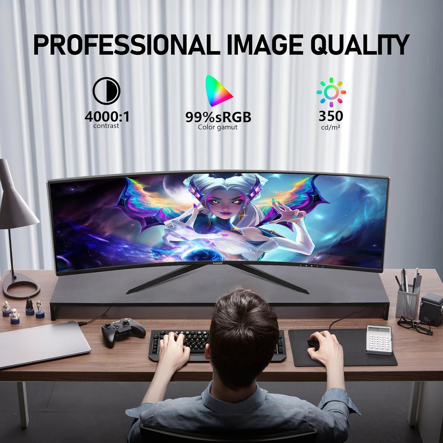 Dluxe Ave. Gawfolk 34 Inch Ultrawide Curved 144Hz Gaming Computer Monitor 1500R PC Screen 21:9