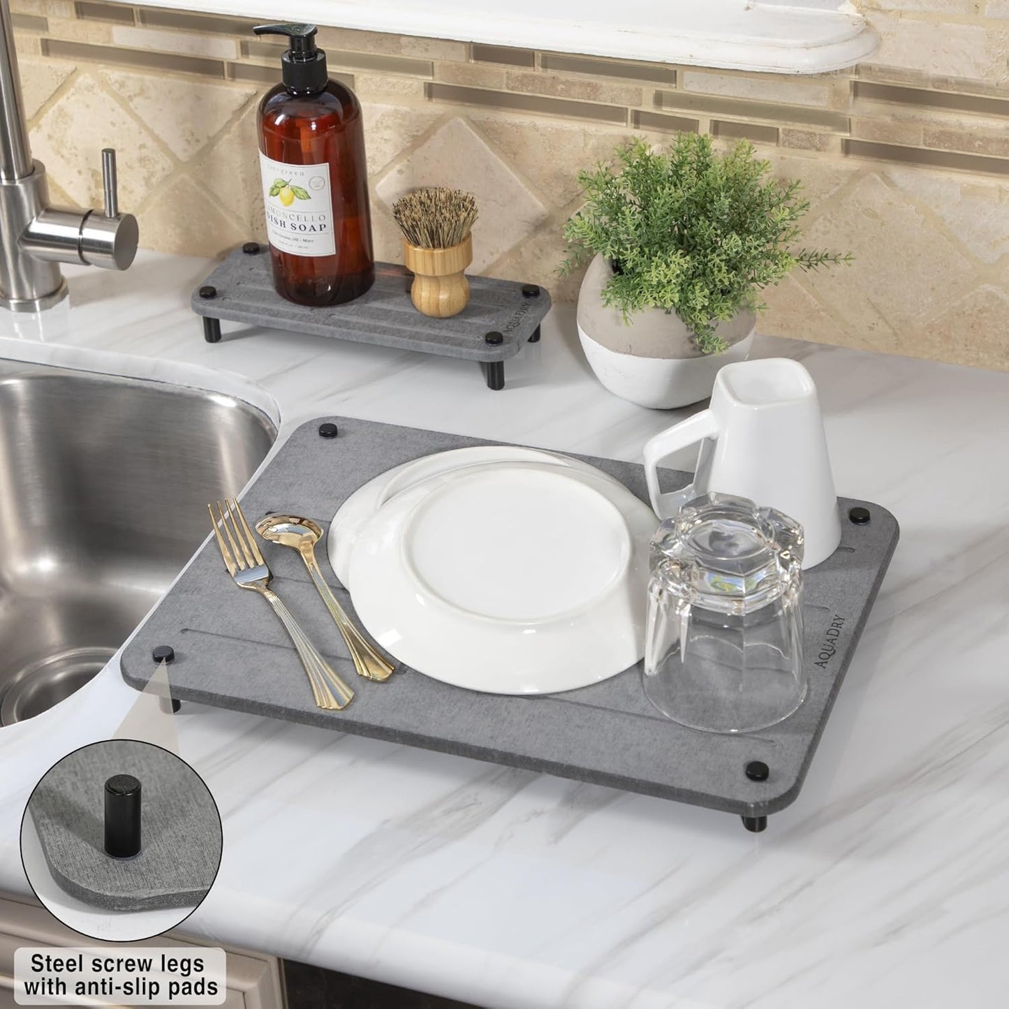 Dluxe Ave. Dry Stone Drying Mat for Kitchen Counter |  15.7"(L) × 11.8"(W)
