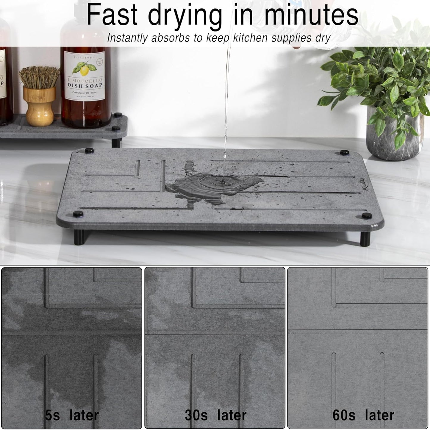 Dluxe Ave. Dry Stone Drying Mat for Kitchen Counter |  15.7"(L) × 11.8"(W)