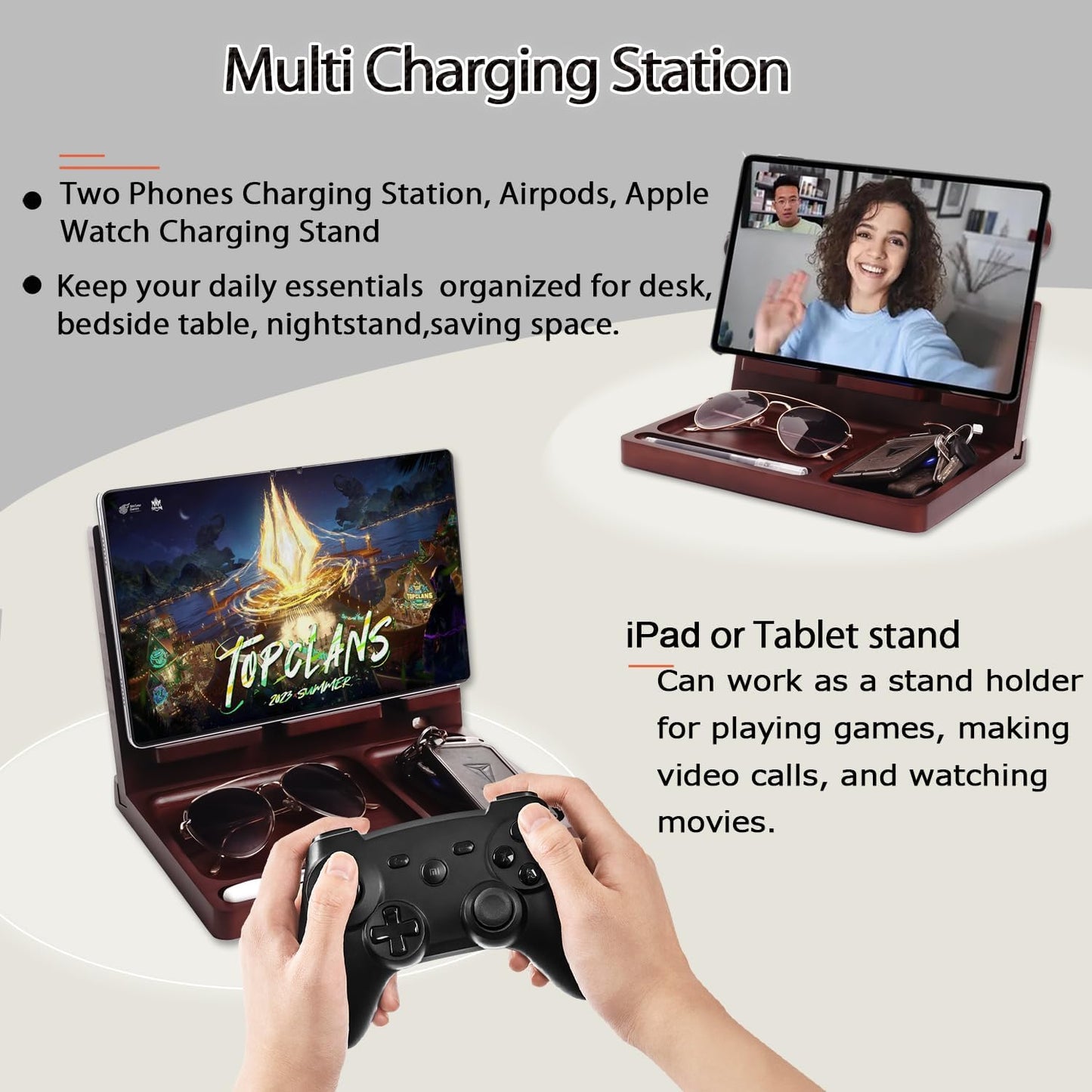 Dluxe Ave. Nightstand Organizer with Dual Phone Charging Station
