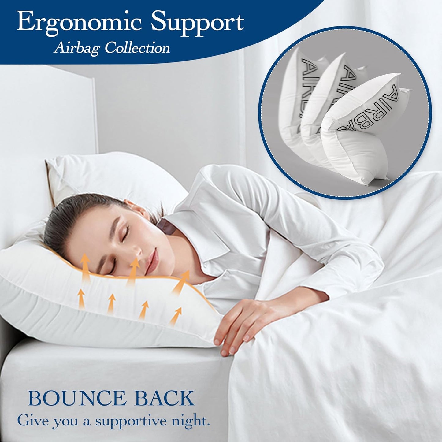 Dluxe Ave. ( STANDARD ) Bed Pillows Set of 2, { SOFT/ SUPPORT } Luxury Hotel Quality
