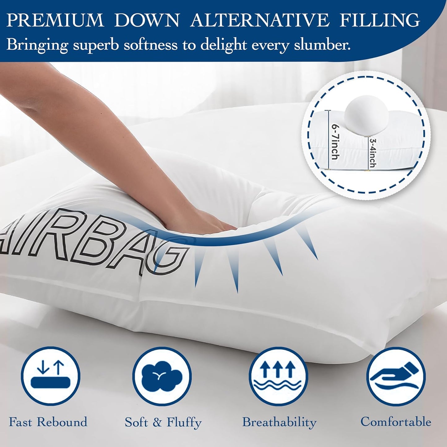 Dluxe Ave. ( STANDARD ) Bed Pillows Set of 2, { SOFT/ SUPPORT } Luxury Hotel Quality