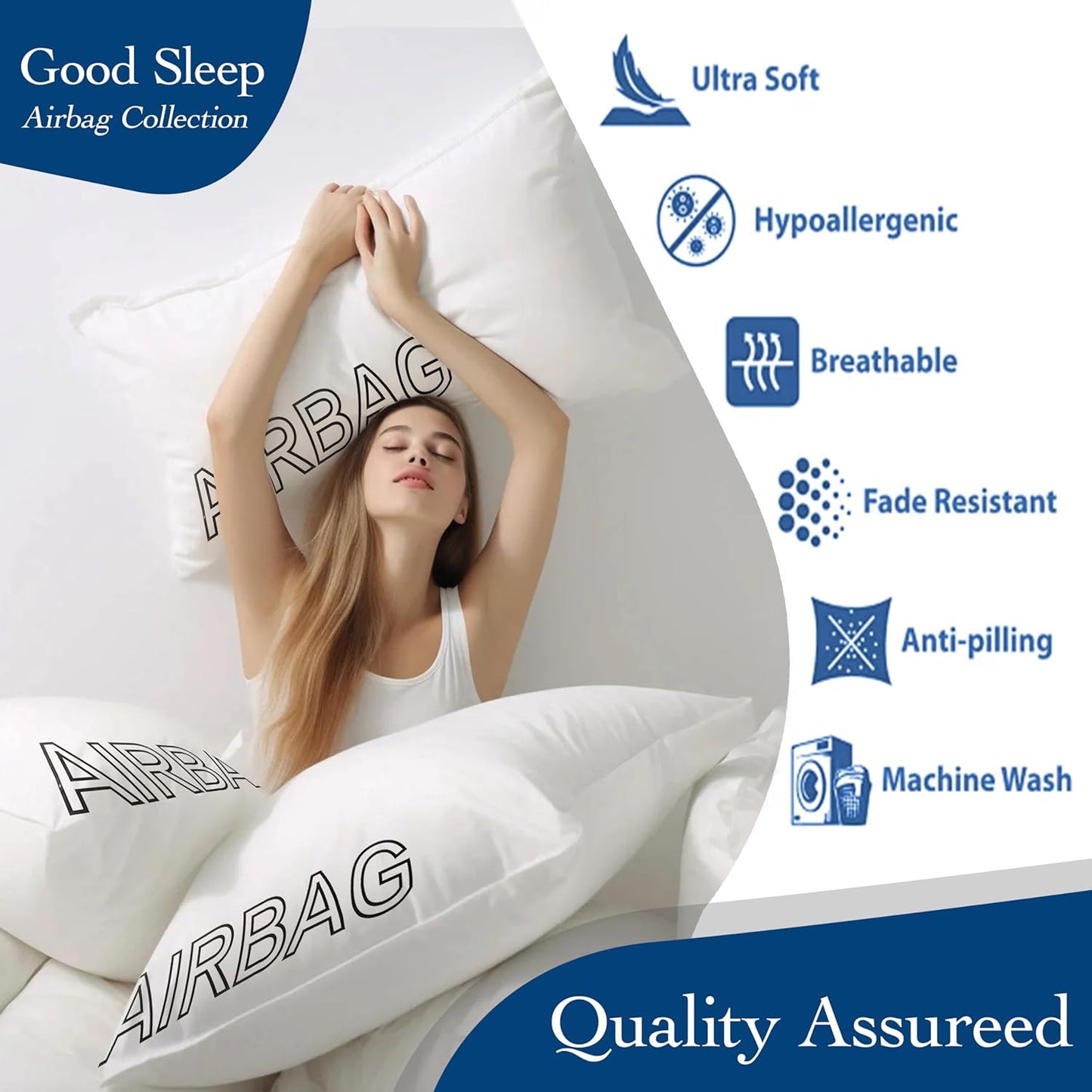 Dluxe Ave. ( STANDARD ) Bed Pillows Set of 2, { SOFT/ SUPPORT } Luxury Hotel Quality