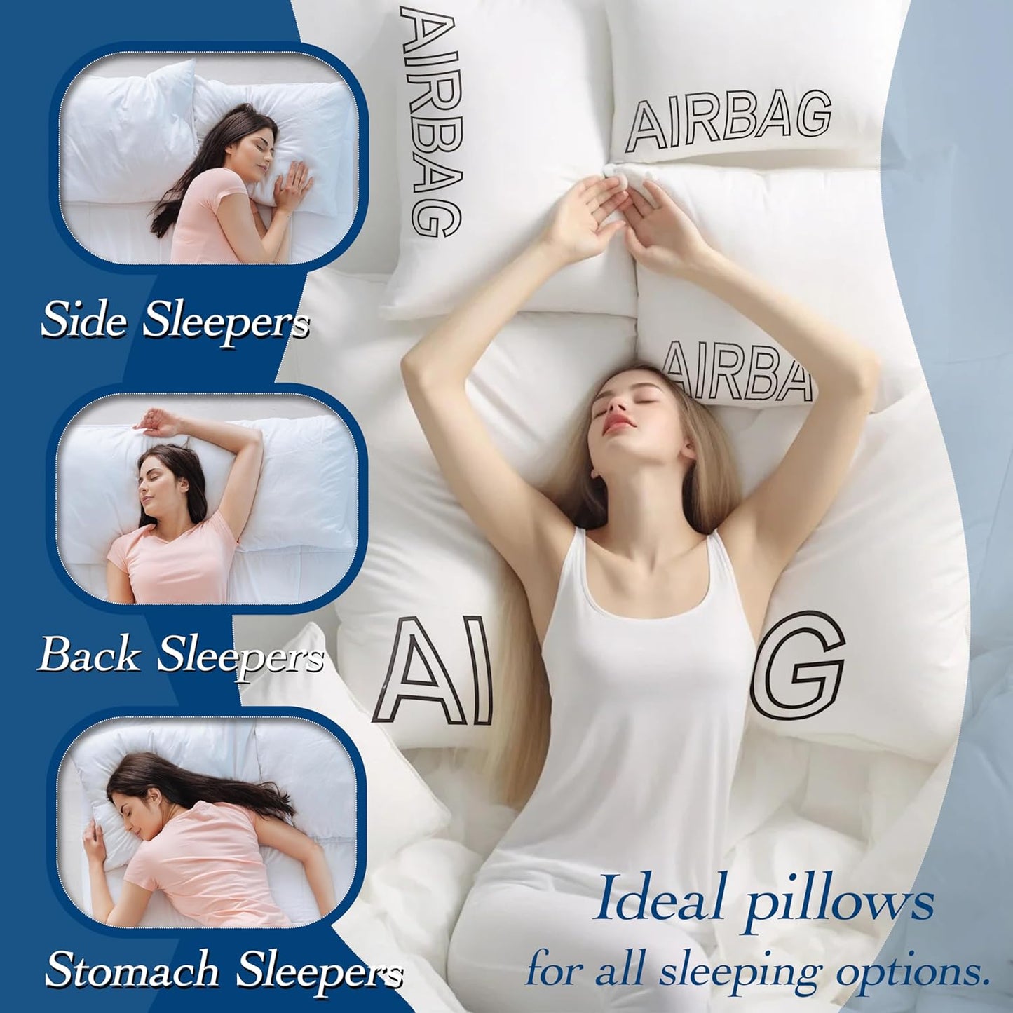 Dluxe Ave. ( STANDARD ) Bed Pillows Set of 2, { SOFT/ SUPPORT } Luxury Hotel Quality