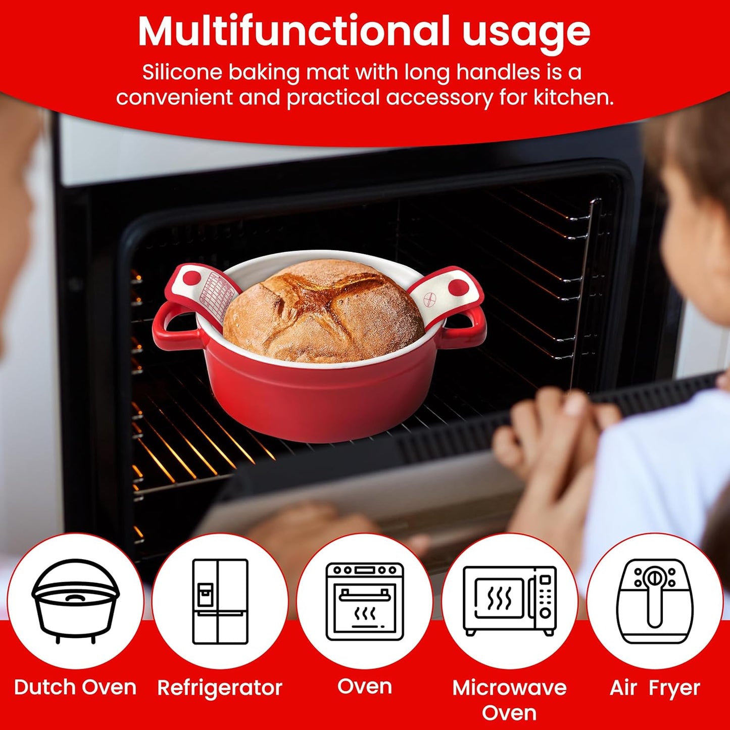 Dluxe Ave. Silicone Bread Sling Oven Liners/Set of 2 Reusable Long Handles